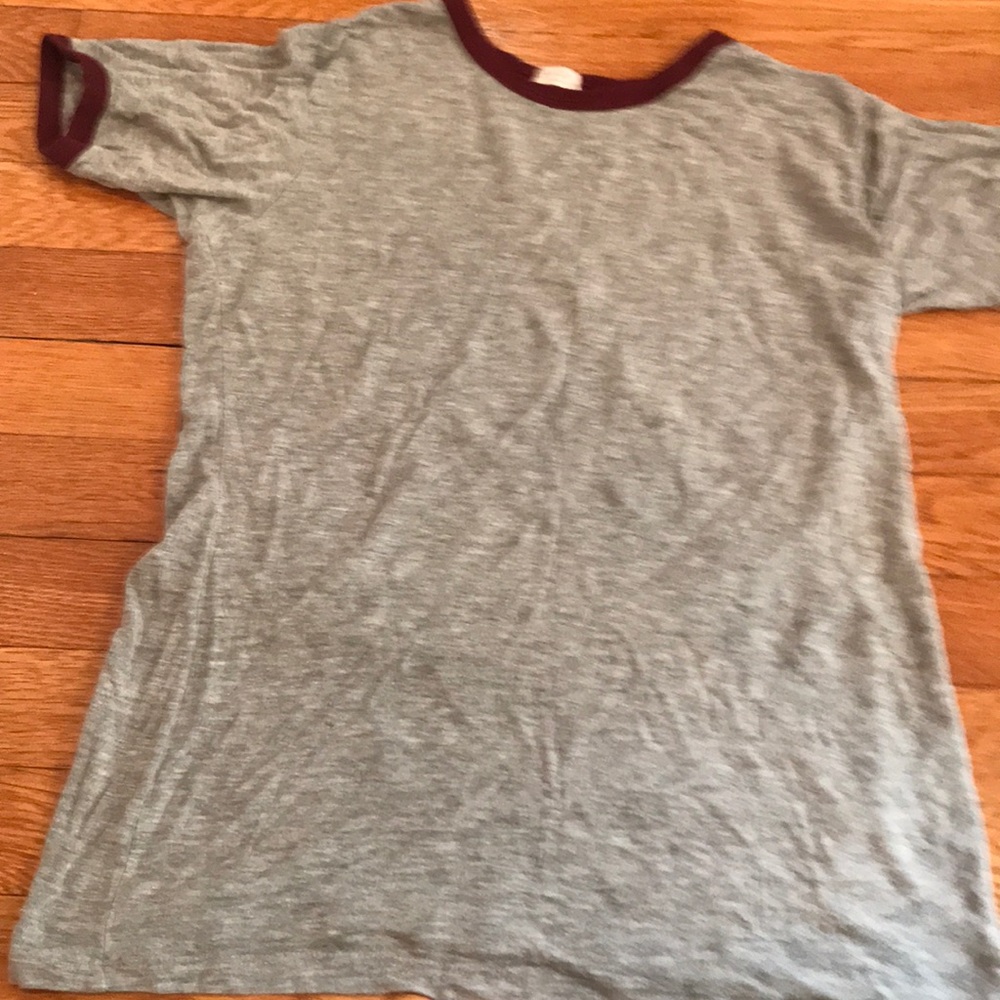 Brandy Melville grey and maroon t shirt